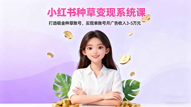 小红书种草变现系统课:打造吸金种草账号,实现单账号月广告收入3-5万元-摇钱树